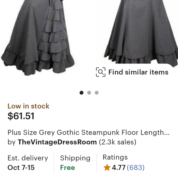 Black Ruffled Victorian Skirt Halloween - Picture 3 of 9